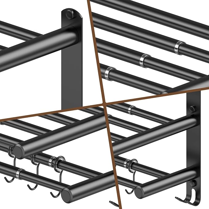 Adjustable 16.9–28" Matte Black Towel Rack - Image 7