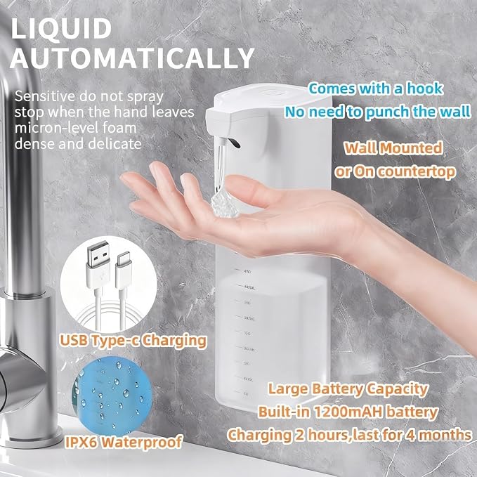 Automatic Liquid Soap Dispenser, Touchless Soap Dispenser 4-Level Adjustable - Image 8