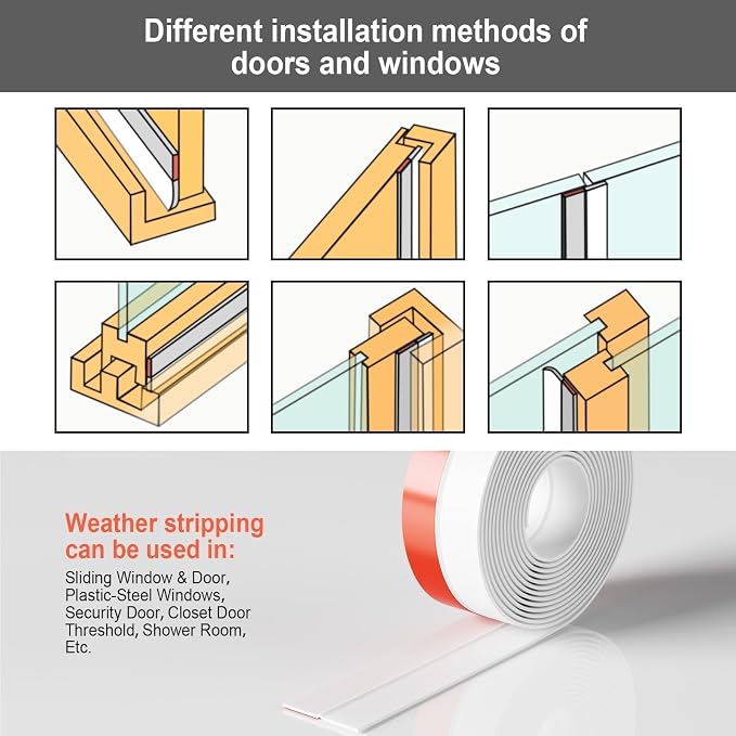 Door Seal Strip for Door Frame, 36ft Silicone Shower Glass Door Seal Strip - Image 5