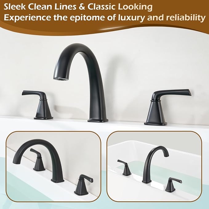 Black Bathtub Faucet Brass Roman Tub Faucet, Gooseneck Tub Filler, Garden Tub - Image 7