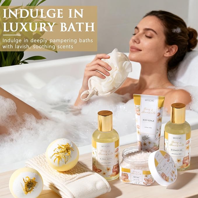 Christmas Birthday Gifts for Women, Honey & Almond Milk Relaxing Spa Gift - Image 8