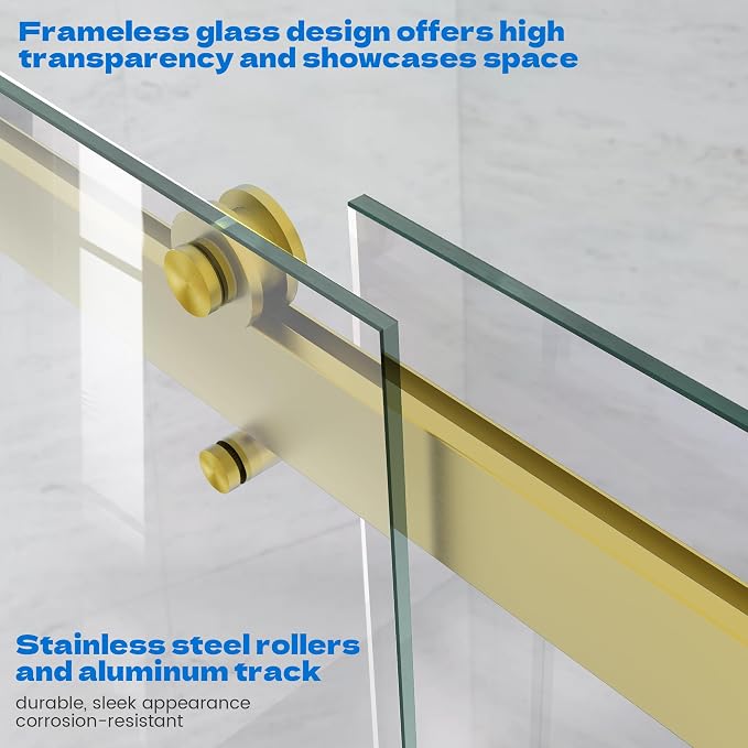 Bathtub Shower Door, 60″x 62″ Semi-Frameless Sliding Shower Door, Double - Image 3
