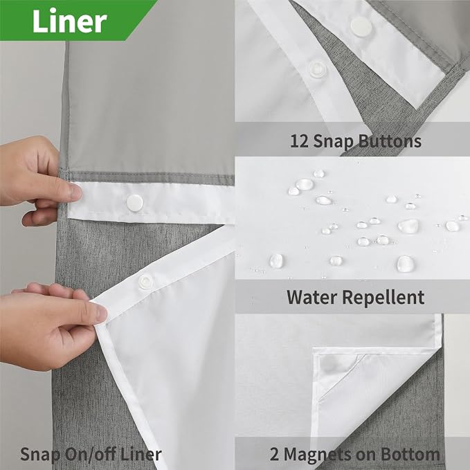 No Hooks Needed Linen Textured Shower Curtain - Image 5