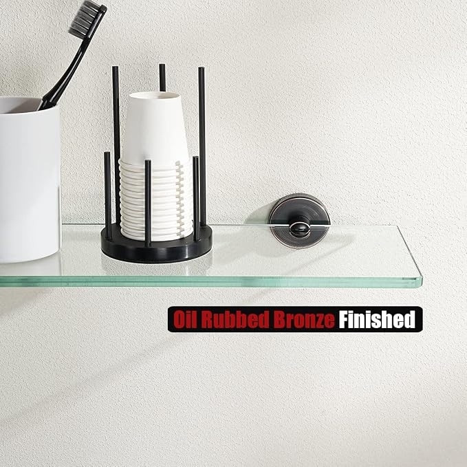 JQK Bathroom Glass Shelf Oil Rubbed Bronze, Tempered Glass Shower Storage 12 by - Image 7