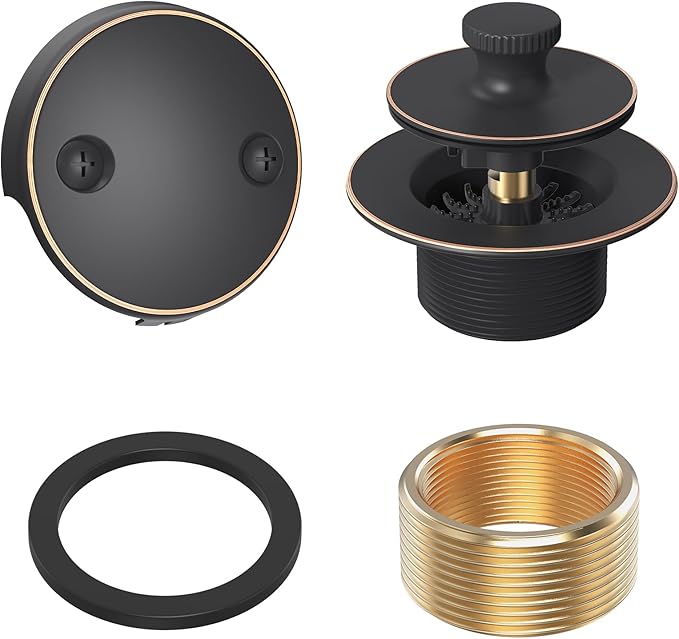 Oil Rubbed Bronze Tub Drain Trim Set Conversion Kit Assembly，All Brass Lift & by Citymoor