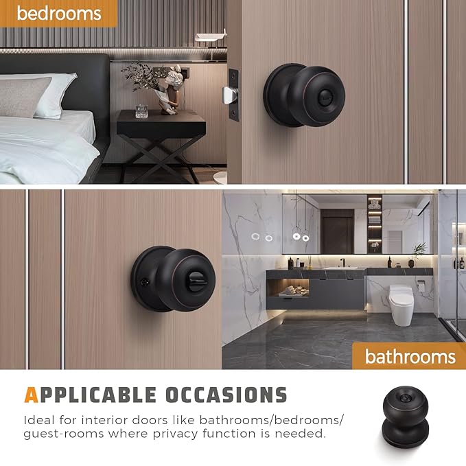 KNOBWELL 4 Pack Oil Rubbed Bronze Door Knobs - Image 3