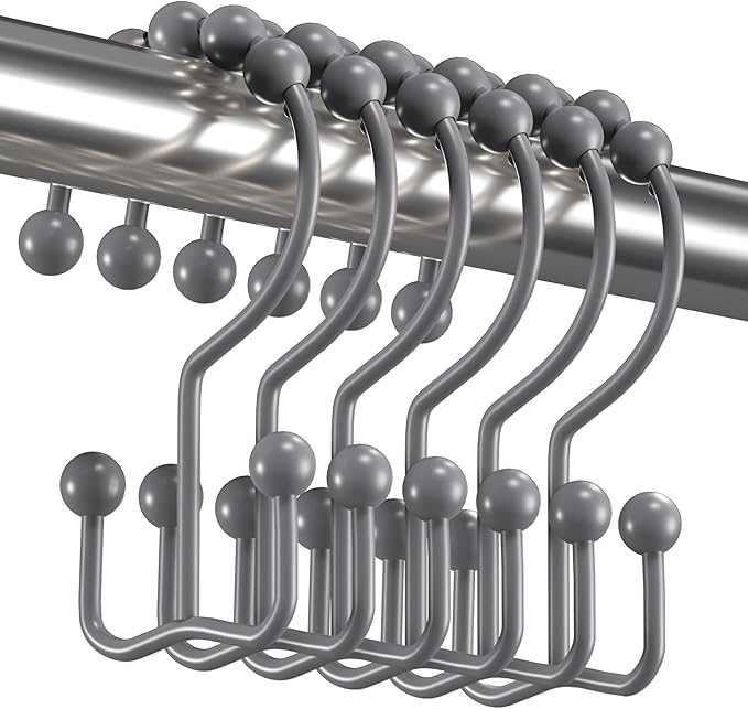 Titanker Shower Curtain Hooks Rings, Rust-Resistant Metal Double Glide Shower by Titanker