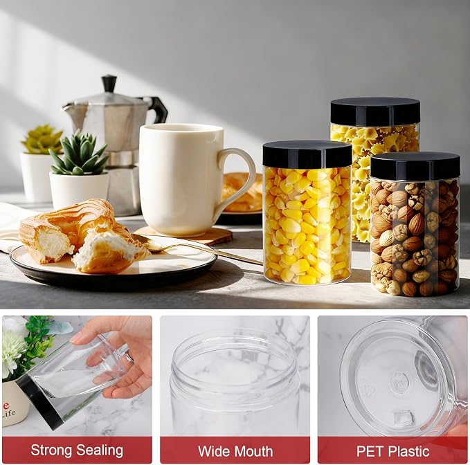 Plastic Jars with Lids, OBKJJ 51 PCS 10 OZ Large Capacity Clear Storage - Image 3