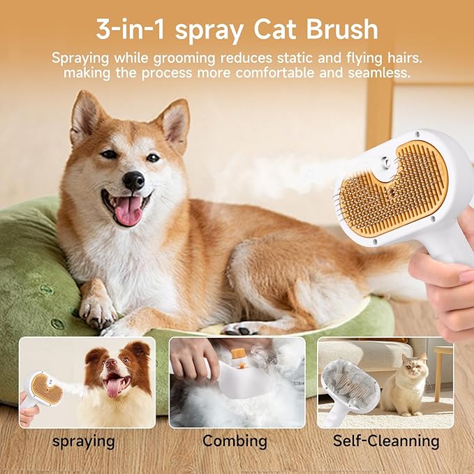 Pet Steam Brush for Dog & Cat – 3-in-1 Spray Hair Removal Comb – Steam for - Image 8