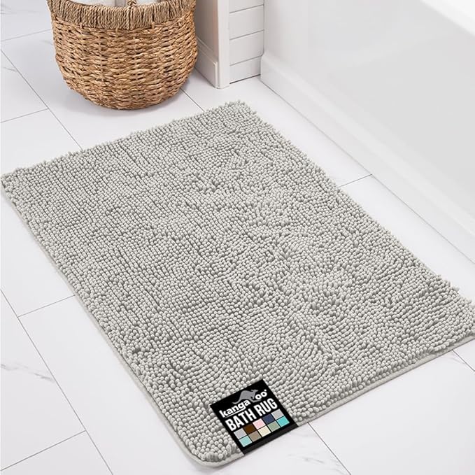 KANGAROO Bathroom Rugs, Chenille Soft Absorbent Bath Rug, Shaggy Shower Mat by Kangaroo