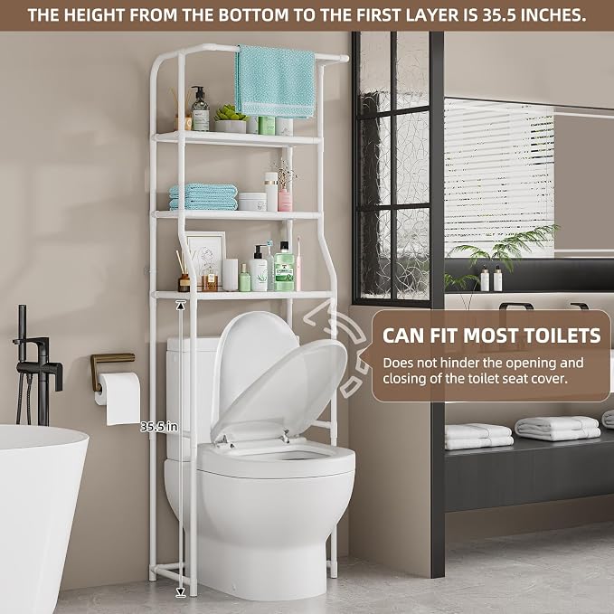 Over The Toilet Storage Shelf, 3-Tier Freestanding Bathroom Organizer - Image 5