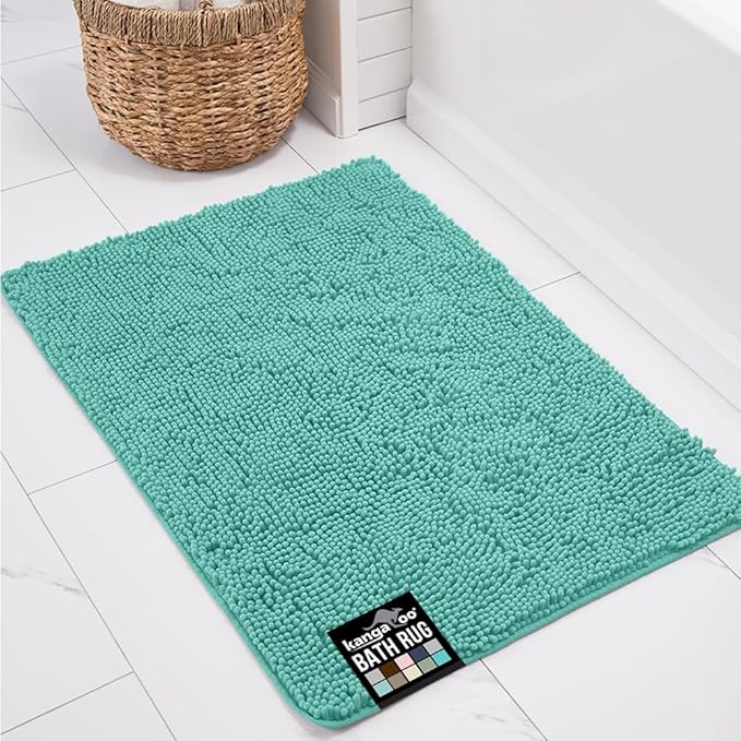 KANGAROO Bathroom Rugs, Chenille Soft Absorbent Bath Rug, Shaggy Shower Mat by Kangaroo