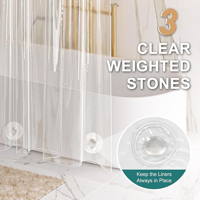 AmazerBath Heavy Duty Shower Curtain Liner 12 Gauge, 72 x 84 Inches Clear - Image 4