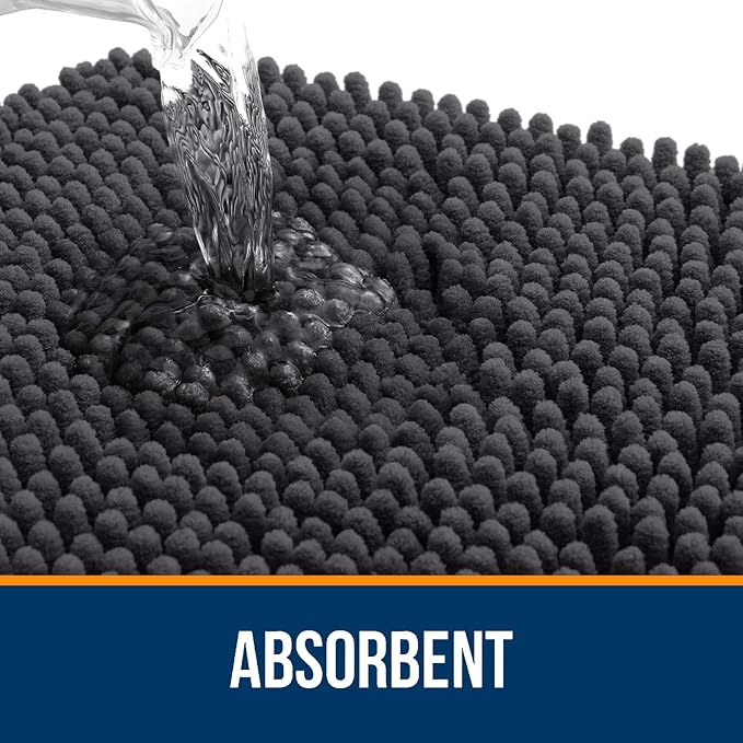 OLANLY Bathroom Rugs 59x24, Extra Soft Absorbent Chenille Bath Rugs, Rubber - Image 4