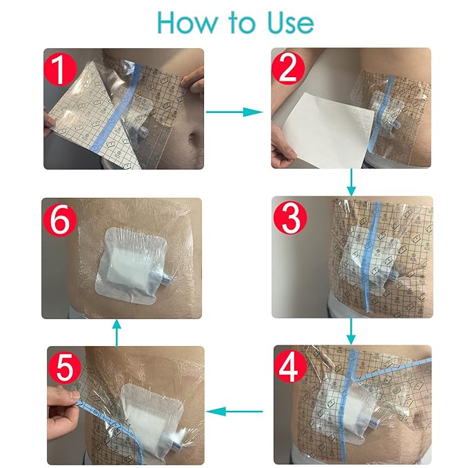 50 Pieces Waterproof Dialysis Port Shower Cover Shields PD Catheter Shower - Image 6
