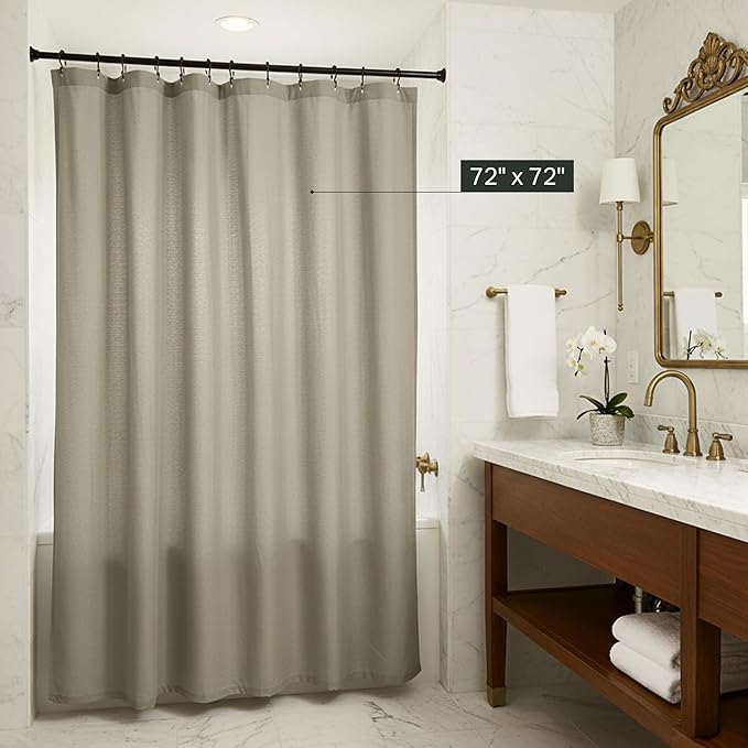 Preston Lane Stonebridge Linen Cotton Shower Curtain, Fabric Bathroom Curtain - Image 4