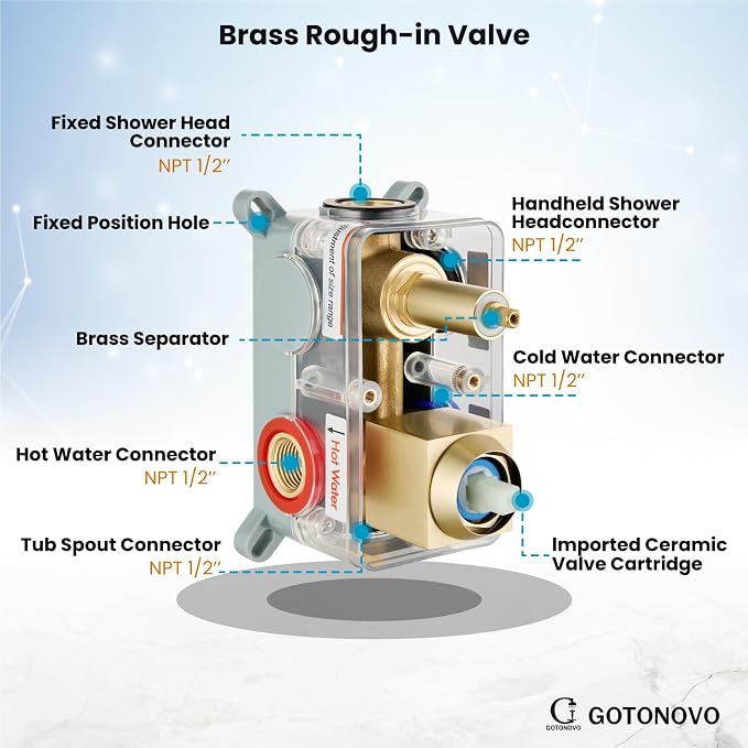 gotonovo Shower System with Tub Spout Wall Mounted Rain Shower Head and Handle - Image 8