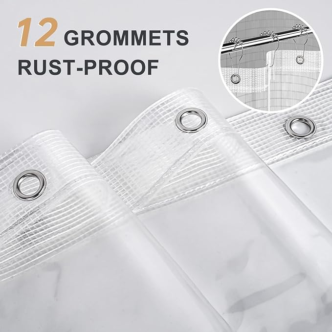 AmazerBath Heavy Duty Shower Curtain Liner 12 Gauge, 72 x 84 Inches Clear - Image 3