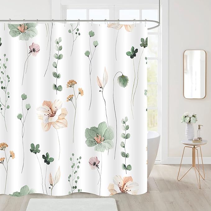 Gibelle Small Stall Shower Curtain 36 x 72, Narrow Half Watercolor Floral - Image 2