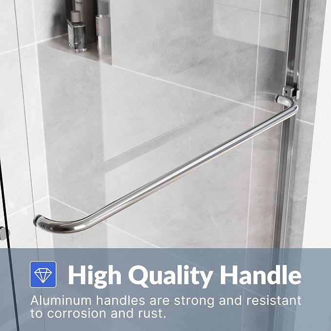 SUNNY SHOWER 60 in.W x 72 in.H Glass Shower Door, Semi Frameless Double Sliding - Image 6