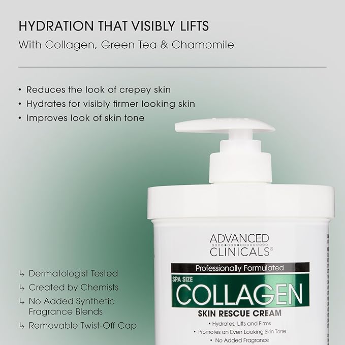 Advanced Clinicals Collagen Body Oil + Unscented Collagen Cream Body Lotion & - Image 2