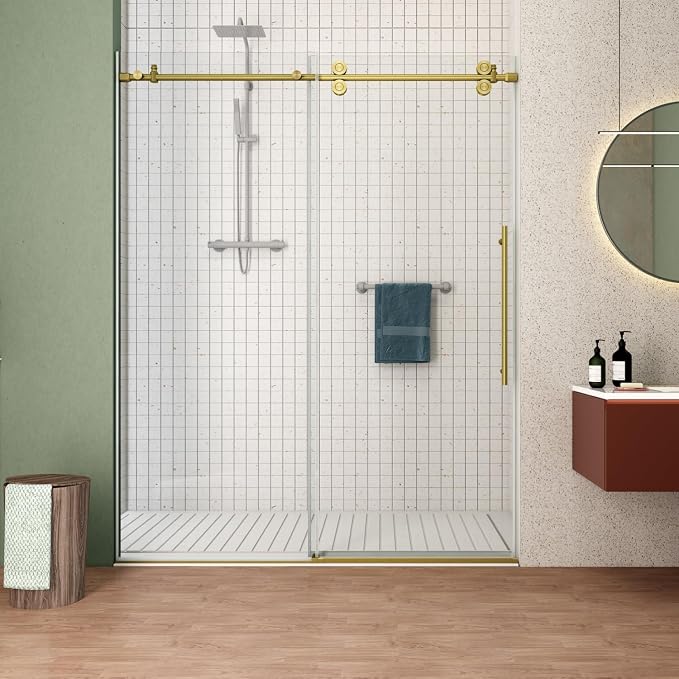 Sunrosa Frameless Shower Door, 44-48" W x 76" H Sliding Shower Door by ElevateYourEverydayShower