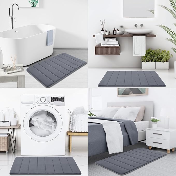 Buganda Memory Foam Bath Mat, Ultra Soft and Non-Slip Bathroom Rugs, Water - Image 7