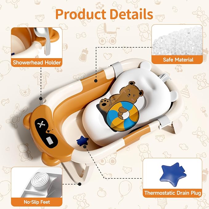 Collapsible Baby Bathtub for Newborn to Toddler - Image 7