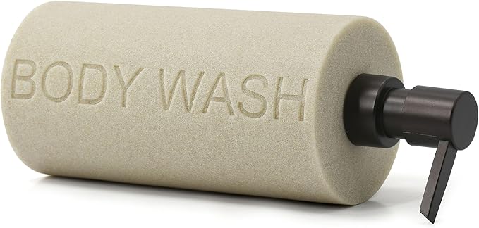 Resin Tan Sandstone Body Wash Engraved Bottle Refillable Pump Dispenser - Image 7