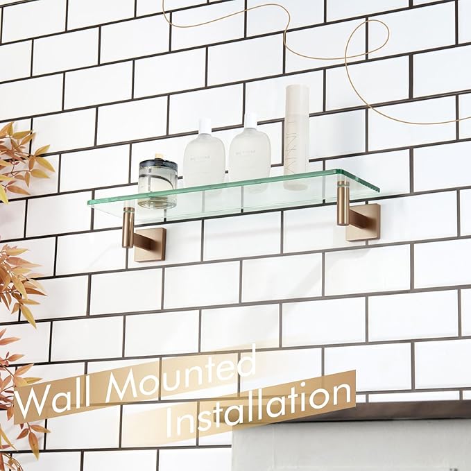 KOKOSIRI Wall Shelves Bathroom Hardware Glass Floating Shelf 20-Inch - Image 2