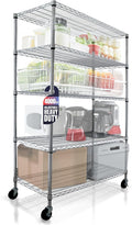 4000 LBS Heavy Duty Wire Rack 48 x 24 x 76, 5-Tier NSF Commercial Rolling Rack by CRESCENTHOUSEWARES