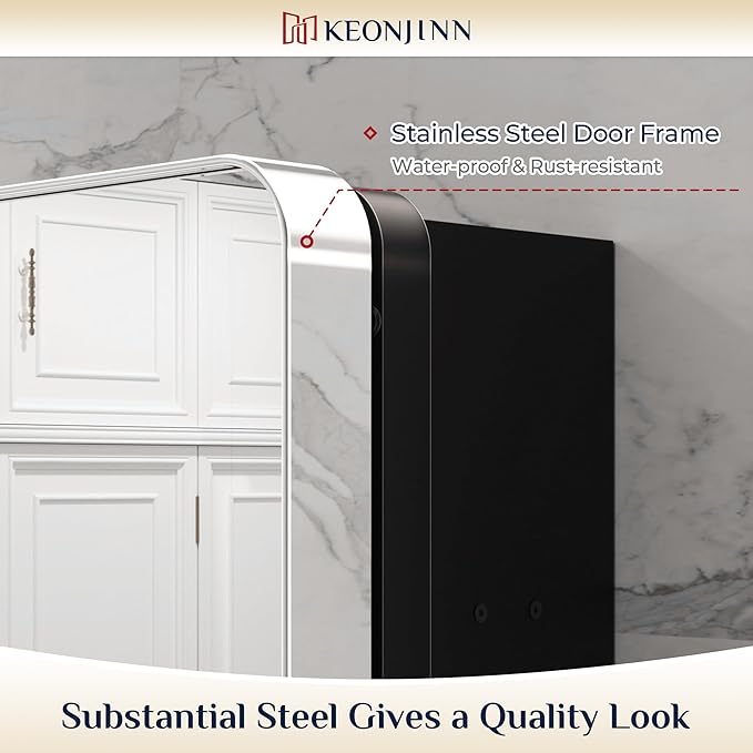 Keonjinn 20 x 26 Inch Chrome Recessed Medicine Cabinets, Mirrored Bathroom - Image 4