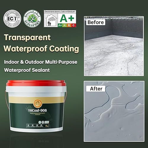 1 Gallon Transparent Waterproof Coating, Water-Based Outdoor & Indoor Sealer 4KG - Image 2