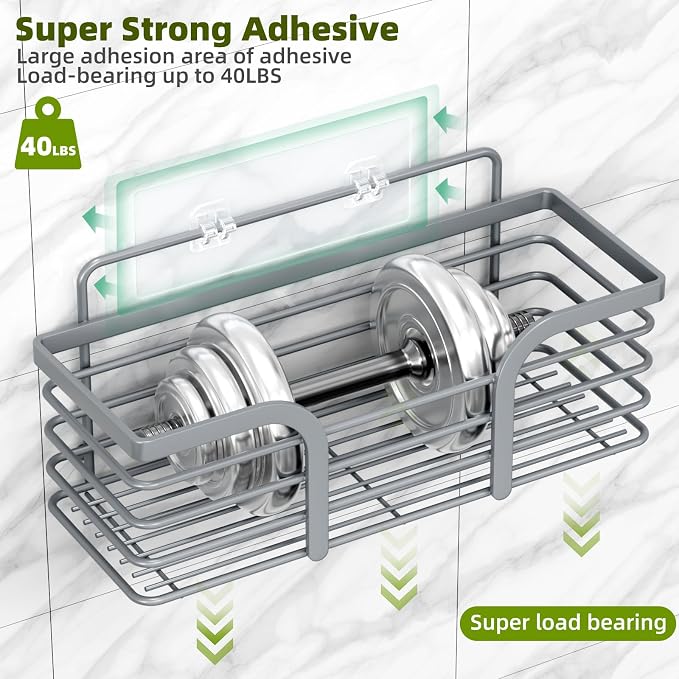 Yougai Shower Caddy 3 Pack, Adhesive Shower Shelf Organizer Rack, Rustproof - Image 6