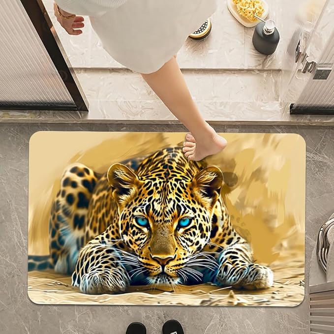 Bath Mat Rug, Beautiful Leopard Non Slip Quick Dry Super Absorbent Thin - Image 7