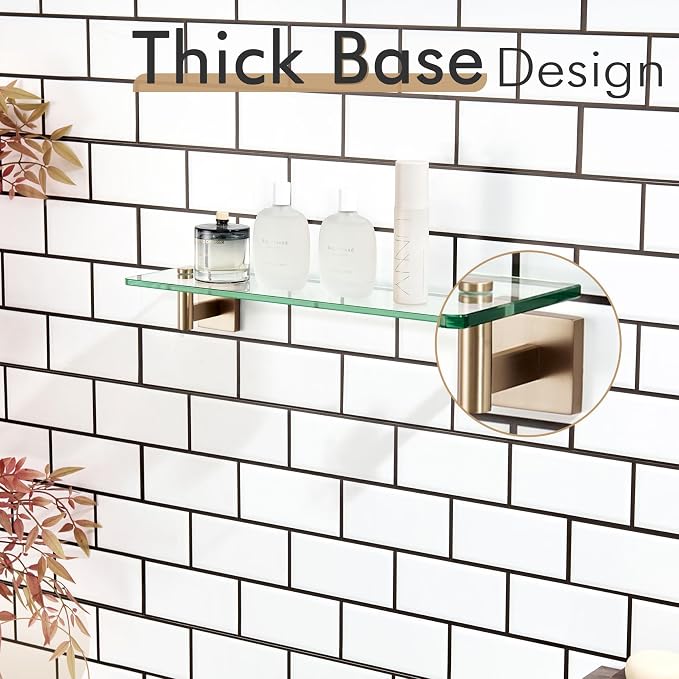 KOKOSIRI Wall Shelves Bathroom Hardware Glass Floating Shelf 20-Inch - Image 9