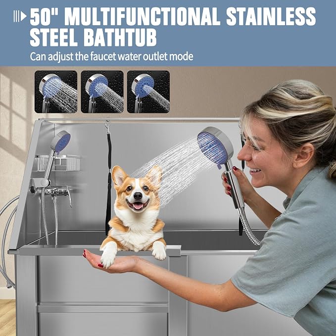 Stainless Steel Dog Cat Pet Grooming Bath Tub - Image 5