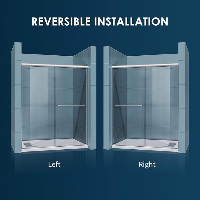 SUNNY SHOWER Semi-Frameless Shower Doors 1/4" Glass Sliding Shower Enclosure - Image 8