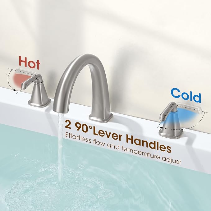 Brushed Nickel Roman Tub Faucet, Solid Brass Bathtub Faucet Set - Image 4