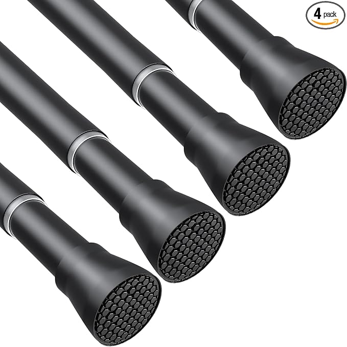 Tension Curtain Rod Black Tension Rod 28 To 48 Inch Spring Curtain Rod Non Slip by ZipGloTensionRod