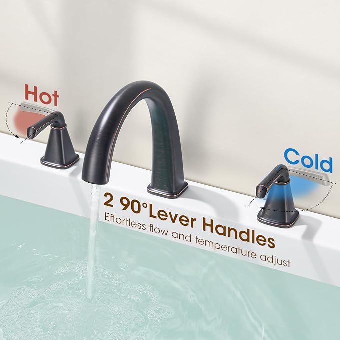 Oil-Rubbed Bronze Roman Tub Faucet, Solid Brass Bathtub Faucet Set - Image 4