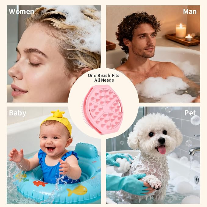 Silicone Body Scrubber and Shampoo Brush, Double-Sided Exfoliating Body Brush - Image 7