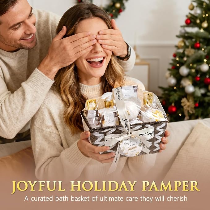 Christmas Birthday Gifts for Women, Vanilla Coconut Relaxing Spa Gift Baskets - Image 3