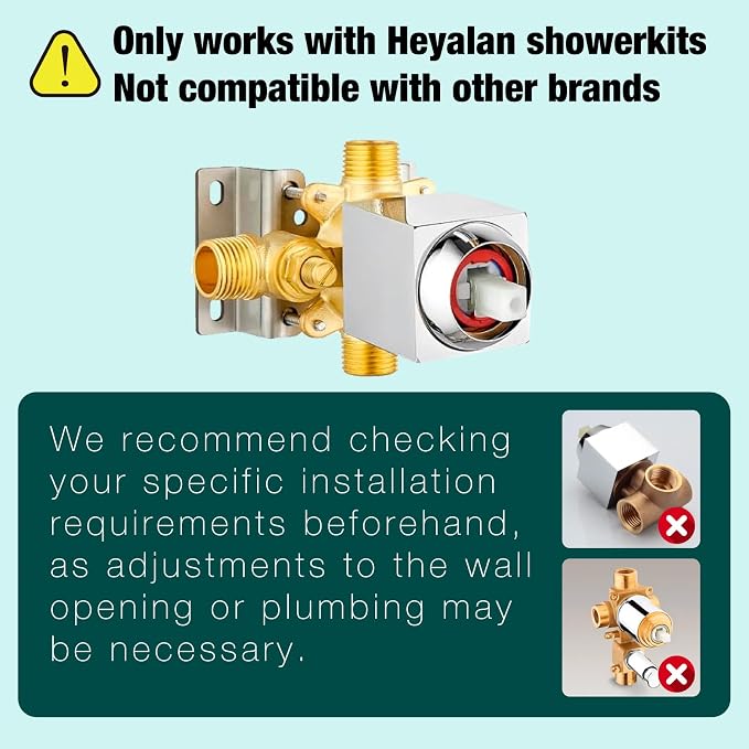Heyalan Bathtub Shower Faucet Set, 6 Inch Square Trim Kit - Image 2