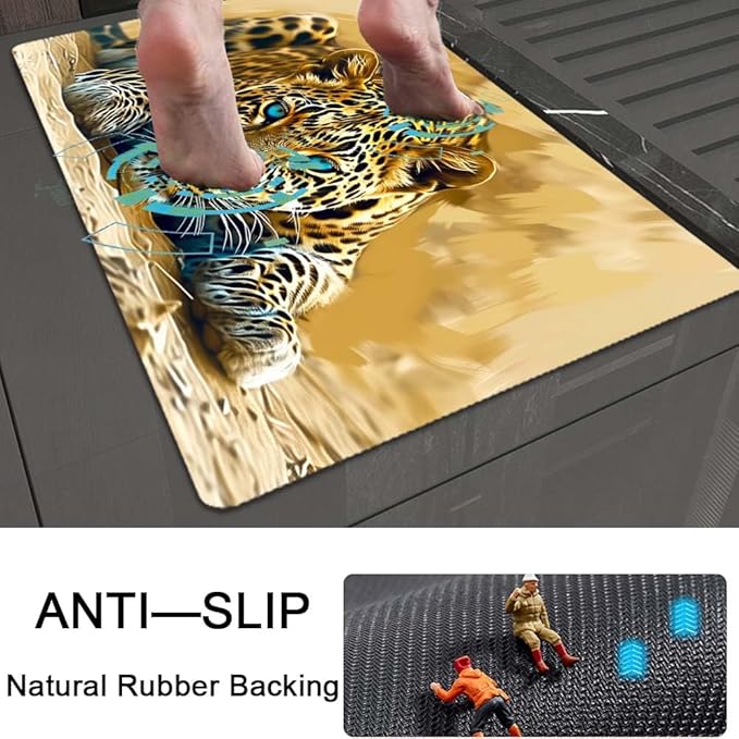 Bath Mat Rug, Beautiful Leopard Non Slip Quick Dry Super Absorbent Thin - Image 5