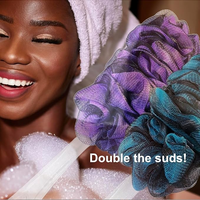SHOWER BOUQUET Loofah-Charcoal Back-Scrubber & Bath-Sponge Color-Set // 1 - Image 7