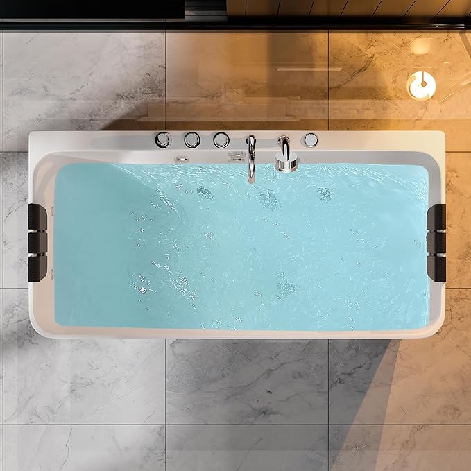 Whirlpool Bathtub 67 in. Acrylic Freestanding Bath Tub Hydromassage Gracefully - Image 2
