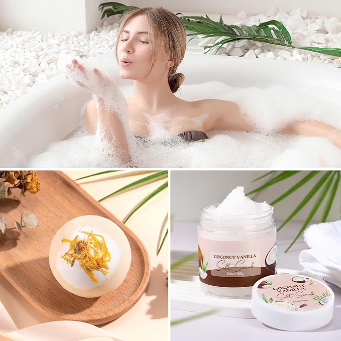 Spa Gift Baskets for Women, Vanilla Coconut Bath and Body Gifts Set for Women - Image 6