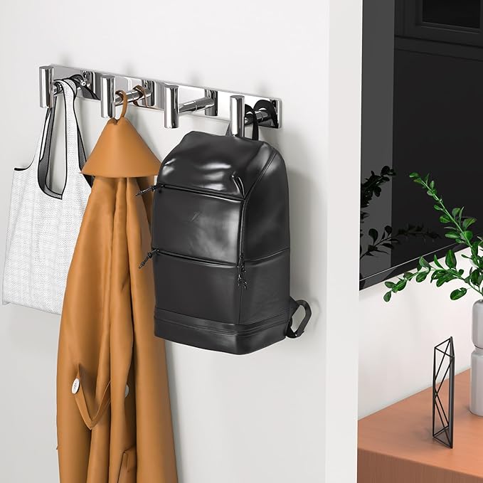 Wall Mounted Coat Rack-4 Hooks, Heavy Duty Stainless Steel Wall Hooks - Image 2