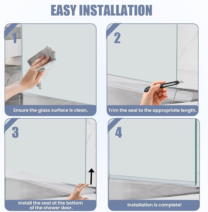 2-Pack Shower Door Bottom Seal, Ultra Clear Glass Shower Door Seal Strip - Image 8